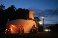 The Big Duck in Flanders, NY decked out after the annual holiday lighting. One of the sites featured in the feature documentary World's Largest.